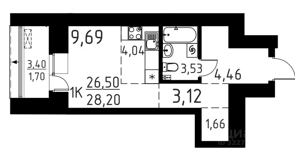 Студия Томская область, Томский район, д. Кисловка, Левобережный мкр ... - Фото 0