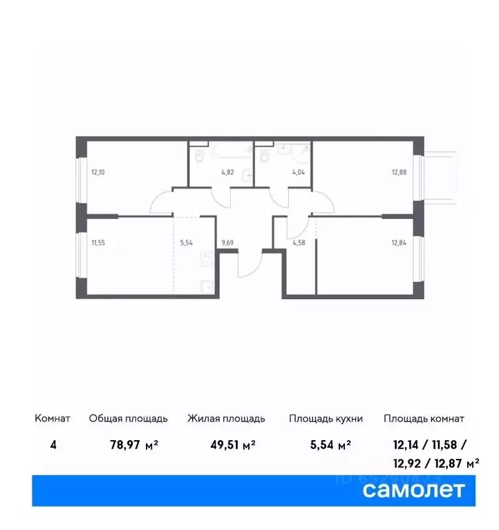 3-к кв. Санкт-Петербург Усть-Славянка тер., ул. Славянская (78.97 м) - Фото 0