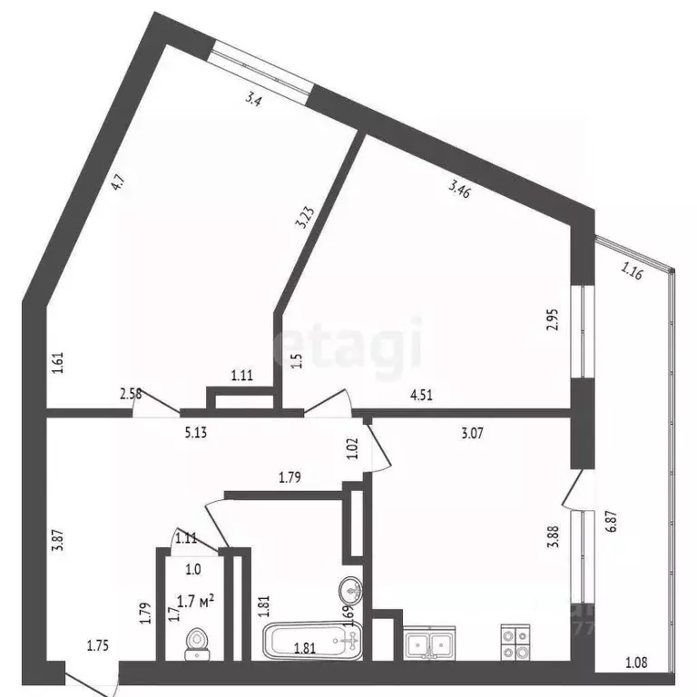 2-к кв. Саха (Якутия), Якутск ул. Богдана Чижика, 27 (63.6 м) - Фото 2