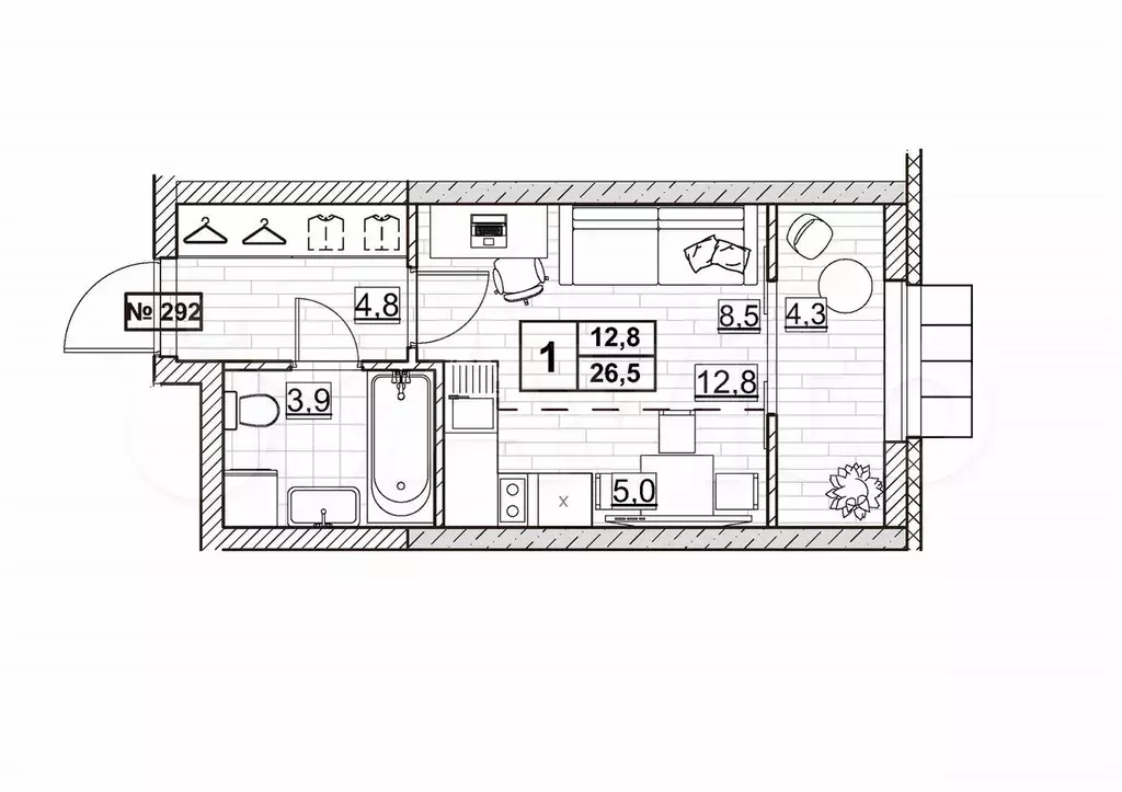 Квартира-студия, 26,5 м, 12/24 эт. - Фото 0