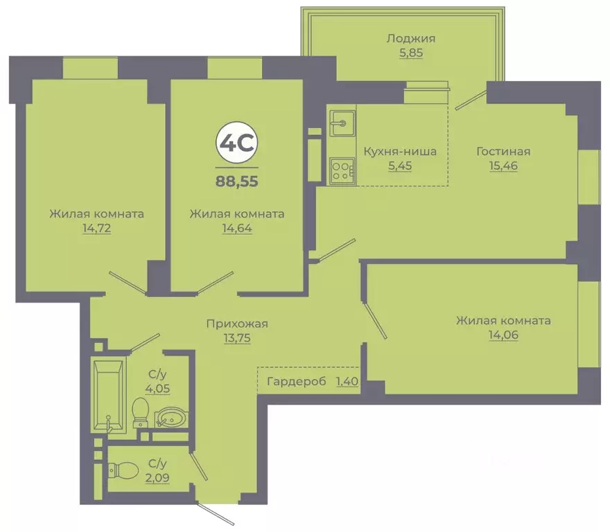 4-к кв. Ростовская область, Ростов-на-Дону Левенцовский мкр, ... - Фото 0