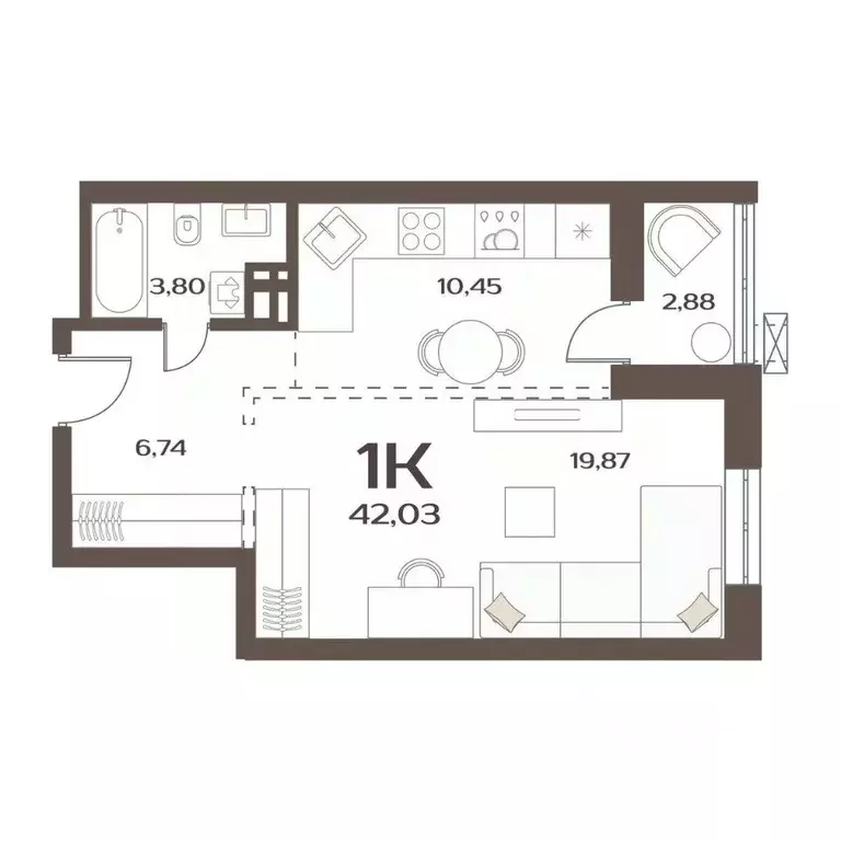 1-к кв. Приморский край, Владивосток ул. Слуцкого, 5А (42.03 м) - Фото 1