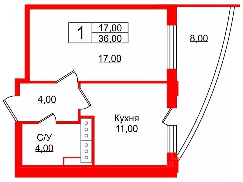 1-к кв. Санкт-Петербург ул. Катерников, 7 (36.0 м) - Фото 1