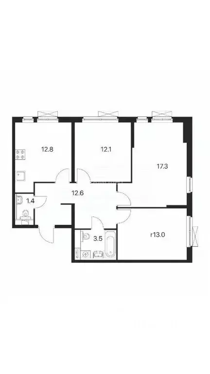 3-к кв. Москва Складочная ул., 6к3 (72.7 м) - Фото 1