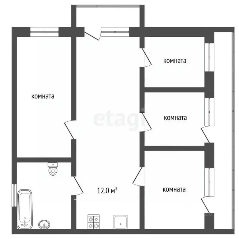 4-к кв. Ярославская область, Рыбинск Полиграфская ул., 7 (85.8 м) - Фото 2