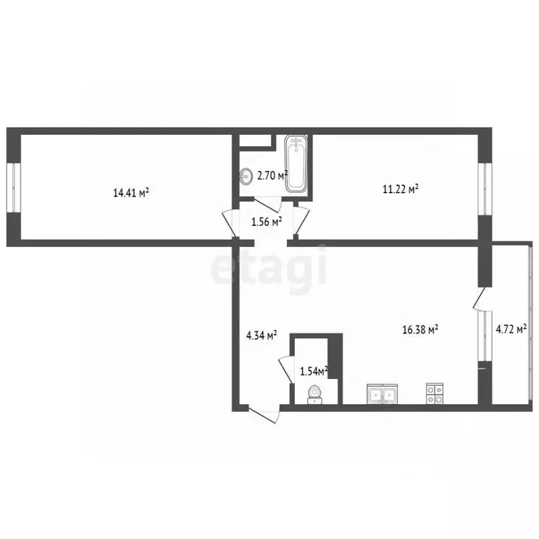 2-к кв. Челябинская область, Сосновский муниципальный округ, Поселок ... - Фото 2