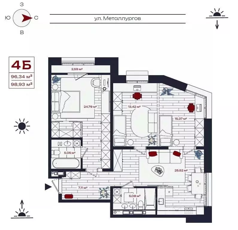4-к кв. Иркутская область, Братск ул. Металлургов, 10 (98.93 м) - Фото 1