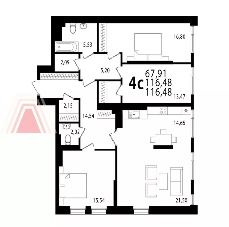 4-комнатная квартира: Уфа, бульвар Ибрагимова, 90/2 (116 м) - Фото 1