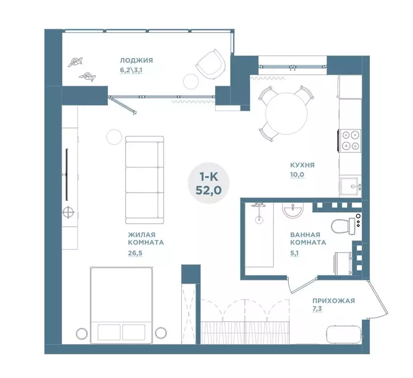 1-к кв. Красноярский край, Красноярск Свердловская ул., 6Е (51.8 м) - Фото 1