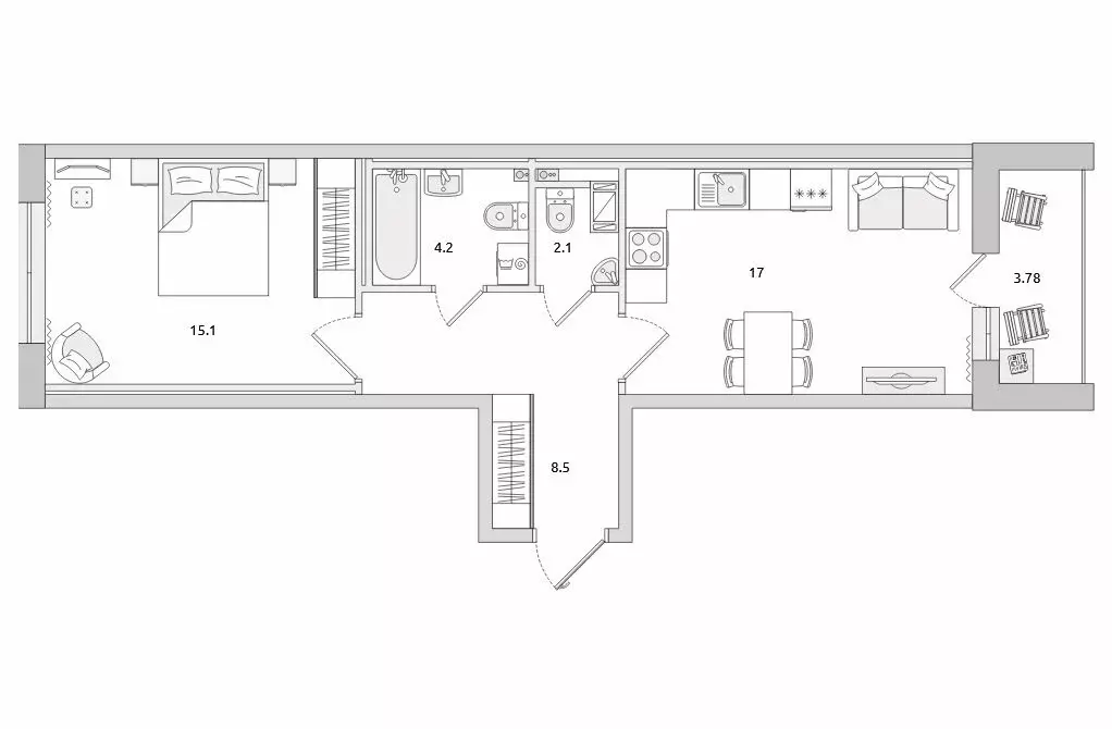 1-комнатная квартира: Санкт-Петербург, Белоостровская улица, 10к3 ... - Фото 1