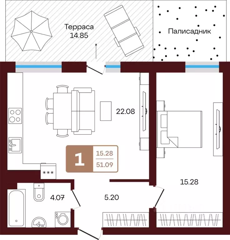 2-к кв. Башкортостан, Иглинский район, с. Акбердино  (51.09 м) - Фото 1