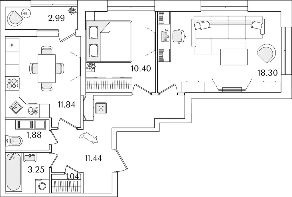 2-к кв. Санкт-Петербург Полюстрово тер.,  (59.65 м) - Фото 0