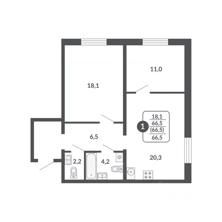 2-к кв. Кировская область, Киров Московская ул., 209 (66.5 м) - Фото 1