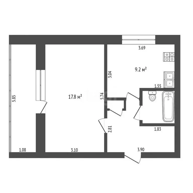 1-комнатная квартира: Онохино, Советская улица, 1 (43 м) - Фото 0