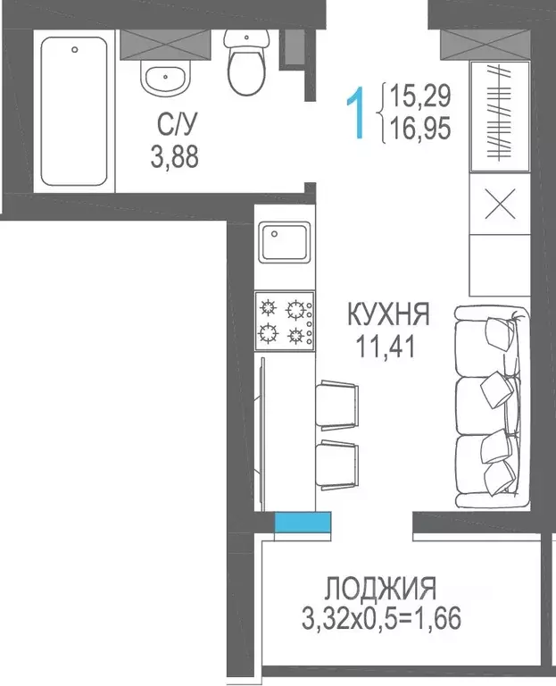 Студия Крым, Алушта ул. Багликова, 27 (16.95 м) - Фото 0