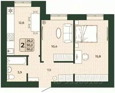 2-к кв. Самарская область, Волжский район, Смышляевка городское ... - Фото 0