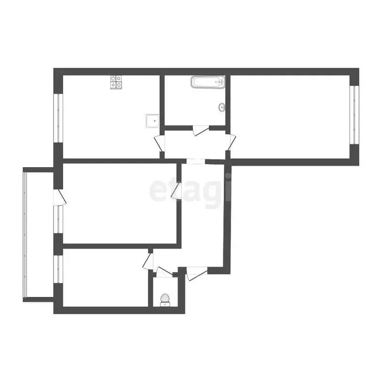 3-комнатная квартира: Тюмень, Депутатская улица, 78 (62.5 м) - Фото 1