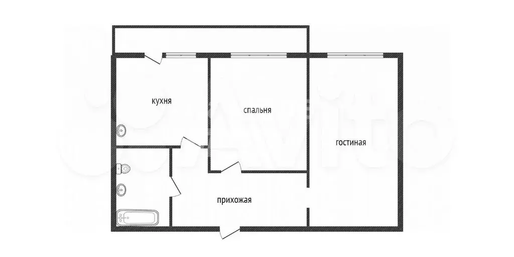 2-к. квартира, 50,7 м, 5/9 эт. - Фото 0