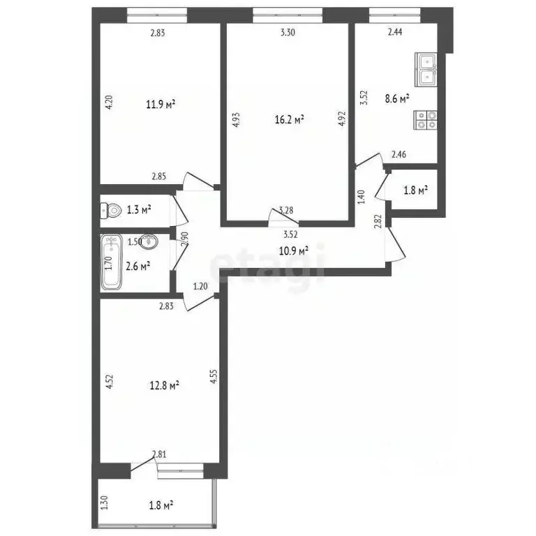 3-к кв. Башкортостан, Стерлитамак Солнечный мкр, ул. Юрматинская, 5 ... - Фото 2