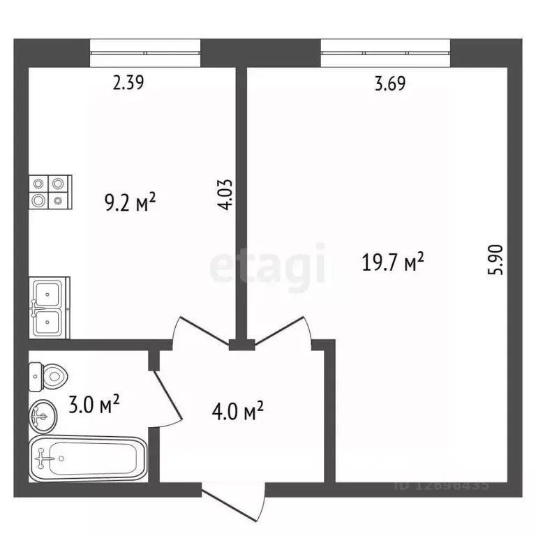 1-к кв. Москва ул. Малая Набережная, 7к1 (42.4 м) - Фото 2