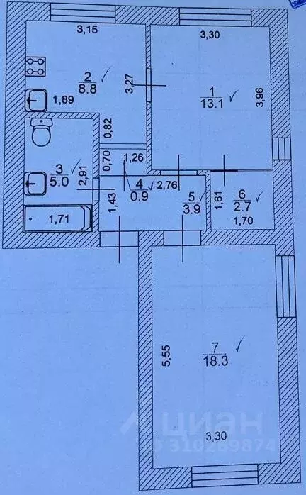 2-к кв. Ульяновская область, Ульяновск ул. Гончарова, 6 (52.0 м) - Фото 0