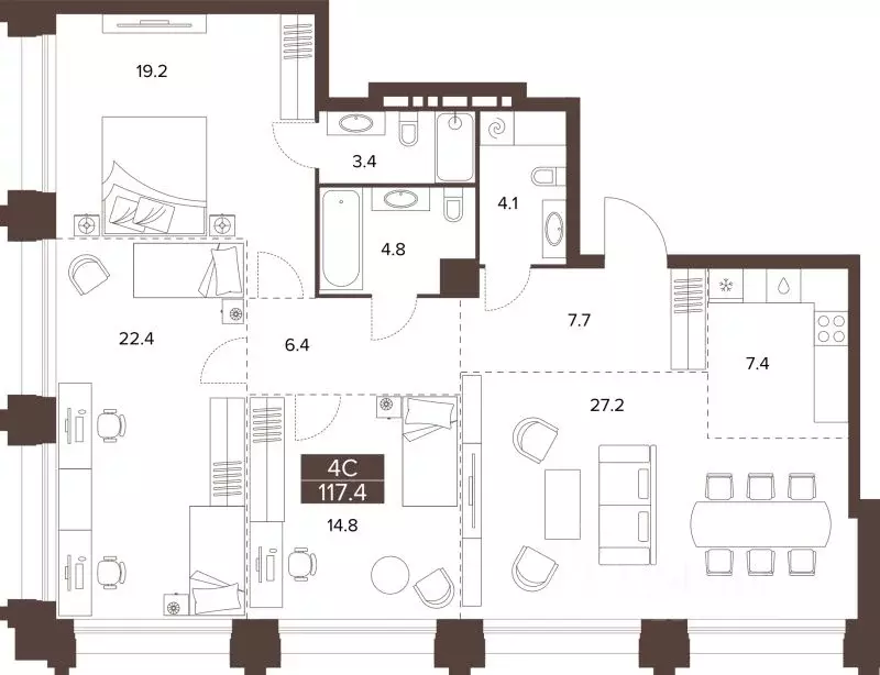 3-к кв. Алтайский край, Барнаул Социалистический просп., 97 (117.4 м) - Фото 1