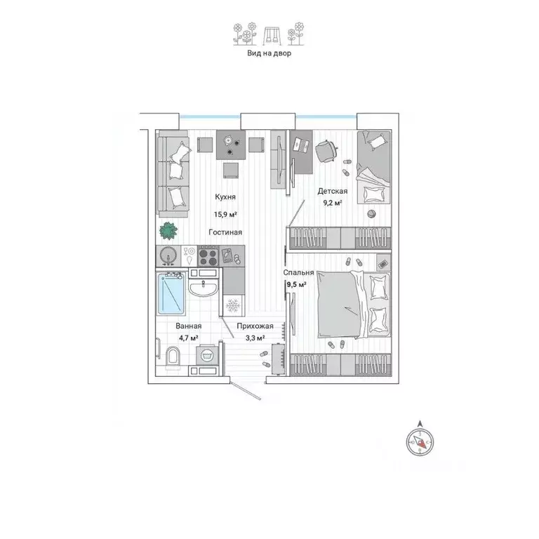 2-к кв. Приморский край, Владивосток ул. Нейбута (42.9 м) - Фото 1