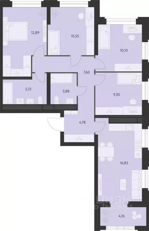 4-к кв. Свердловская область, Екатеринбург Академический мкр, Первый ... - Фото 0