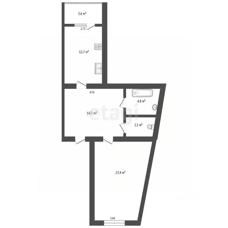 1-к кв. Севастополь просп. Античный, 4 (61.7 м) - Фото 2