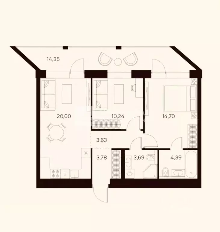 2-к кв. Москва Автозаводская ул., 26/1 (67.87 м) - Фото 2