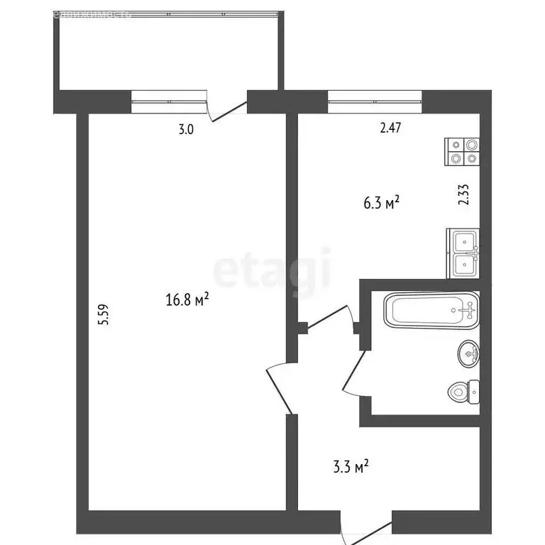 1-комнатная квартира: Череповец, Советский проспект, 104 (30 м) - Фото 1