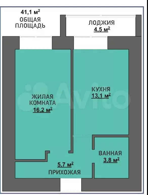 1-к. квартира, 41 м, 3/10 эт. - Фото 0