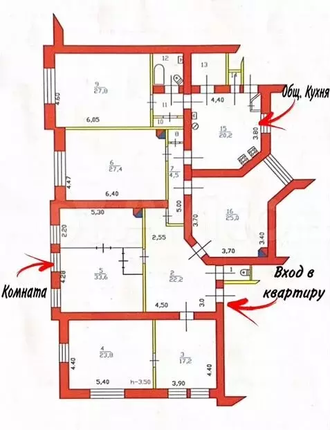 Комната 33,6м в 5-к., 3/4эт. - Фото 1