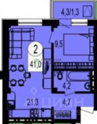2-к кв. Красноярский край, Красноярск ул. Лесников, 23 (41.0 м) - Фото 2