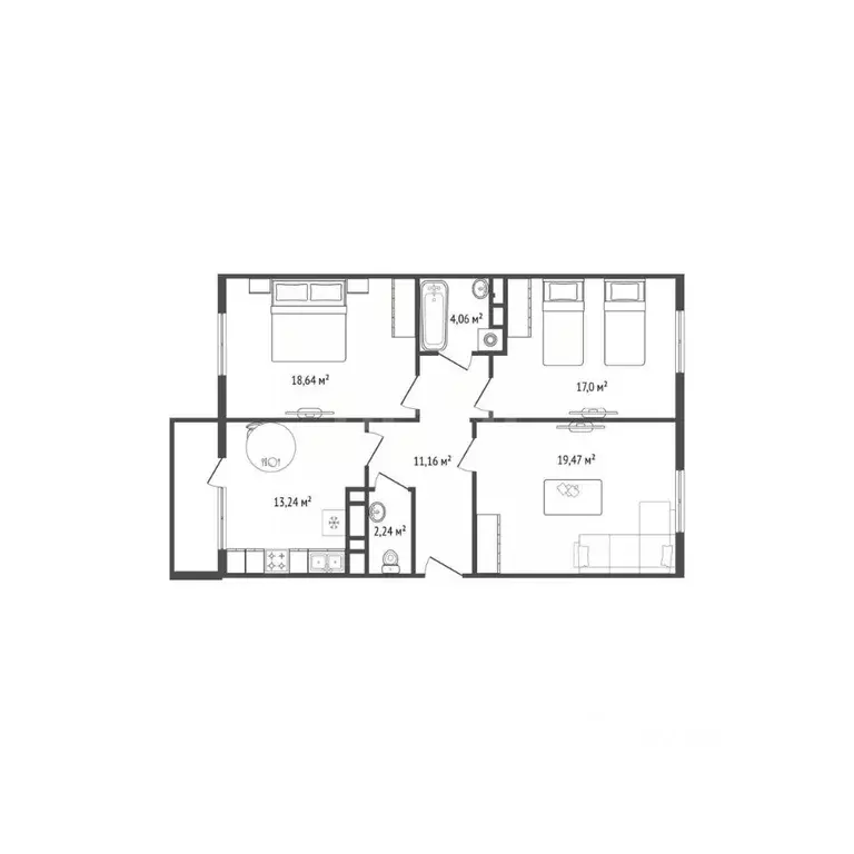 3-к кв. Брянская область, Брянск просп. Станке Димитрова, 67к7 (87.0 ... - Фото 1