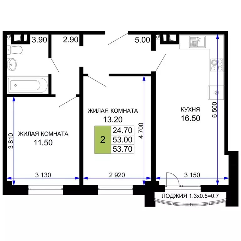 2-к кв. Краснодарский край, Анапа Песчаный жилой комплекс (53.7 м) - Фото 0