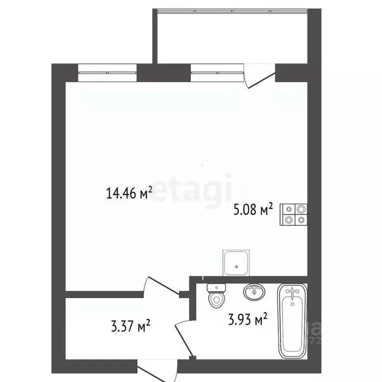 Студия Башкортостан, Стерлитамак просп. Октября, 95 (26.9 м) - Фото 2