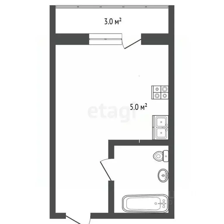 Студия Тюменская область, Тюмень ул. Новоселов, 117 (15.7 м) - Фото 2