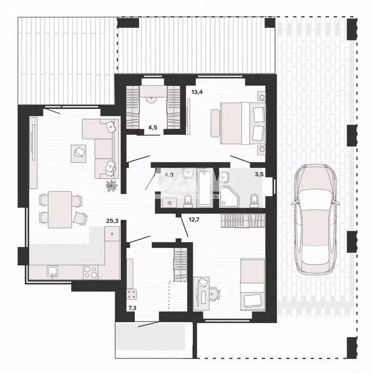 Дом в село Большие Харлуши, КП Голос Горожане (75.4 м) - Фото 1