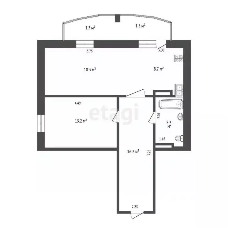 2-к кв. Мордовия, Саранск просп. 70 лет Октября, 77а (61.7 м) - Фото 2