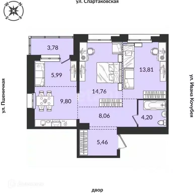 3-к кв. Иркутская область, Иркутск ул. Ивана Кочубея, 2/1 (62.4 м) - Фото 1