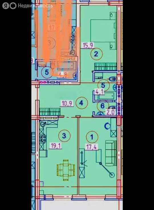 2-комнатная квартира: Владикавказ, улица Курсантов-Кировцев, 29 (72.4 ... - Фото 2
