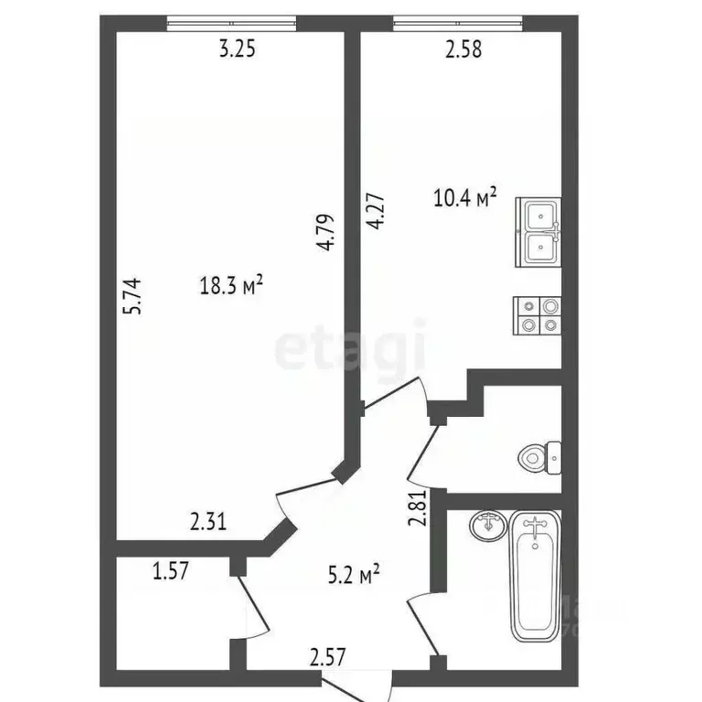 1-к кв. Санкт-Петербург Новоколомяжский просп., 11 (40.6 м) - Фото 1