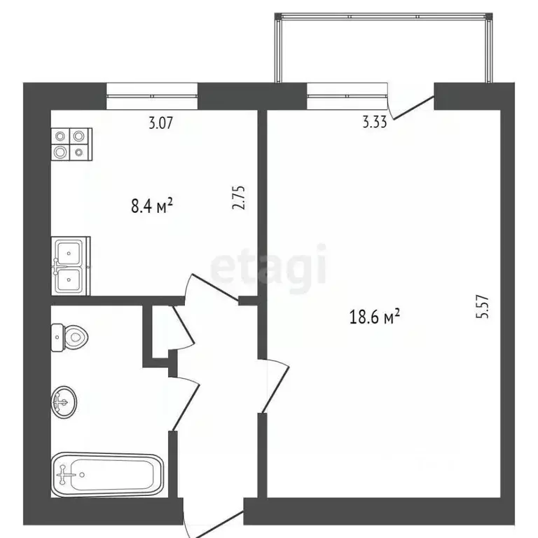 1-к кв. Москва ул. Академика Комарова, 20 (35.0 м) - Фото 2