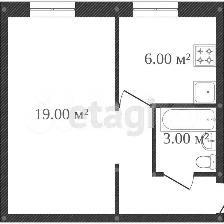 1-к. квартира, 31,8 м, 1/5 эт. - Фото 0