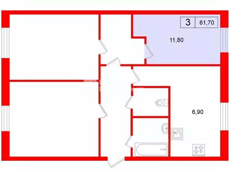 Комната Санкт-Петербург просп. Большевиков, 53К1 (12.0 м) - Фото 2