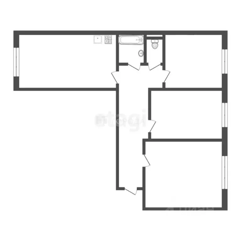 3-к кв. Кемеровская область, Новокузнецк просп. Авиаторов, 101 (68.1 ... - Фото 2