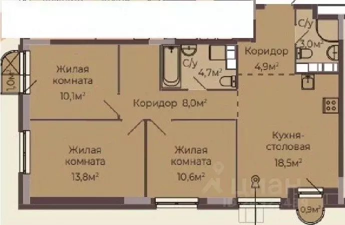3-к кв. Нижегородская область, Нижний Новгород Соцгород жилрайон, 1-й ... - Фото 1