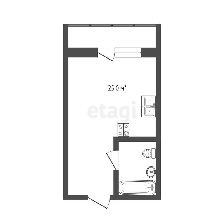 Квартира-студия: деревня Патрушева, улица Петра Ершова, 10 (20.5 м) - Фото 1