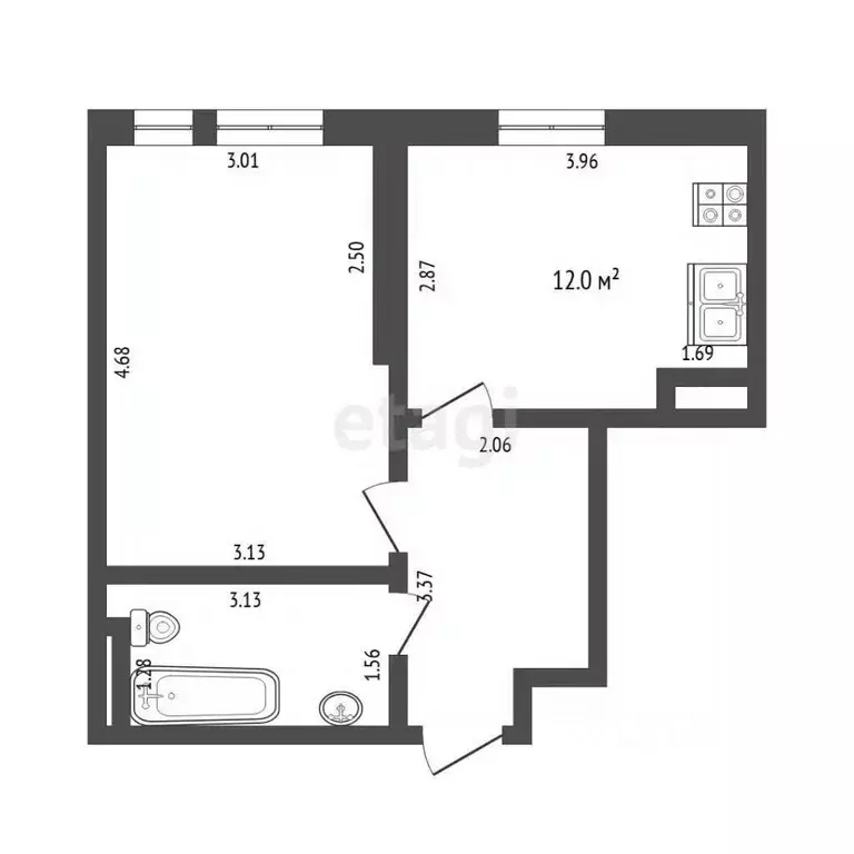 1-к кв. Тюменская область, Тюмень Харьковская ул., 76 (35.6 м) - Фото 2